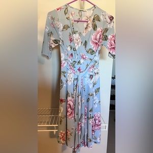 Blue and pink floral dress